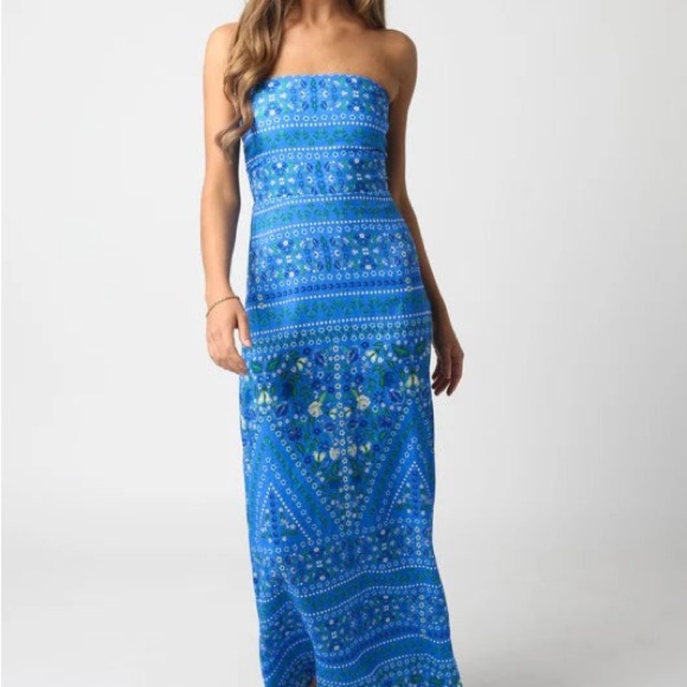 Oliviaceous Blue Patterned Maxi Dress